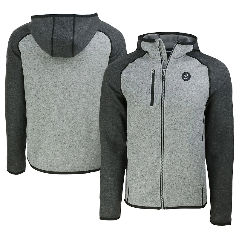 Men's Cutter & Buck Heather Gray/Heather Charcoal Baltimore Orioles City Connect Mainsail Full-Zip Hoodie