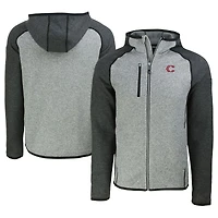 Men's Cutter & Buck  Heather Gray/Heather Charcoal Cincinnati Reds City Connect Mainsail Full-Zip Hoodie