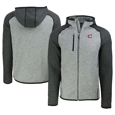 Men's Cutter & Buck  Heather Gray/Heather Charcoal Cincinnati Reds City Connect Mainsail Full-Zip Hoodie