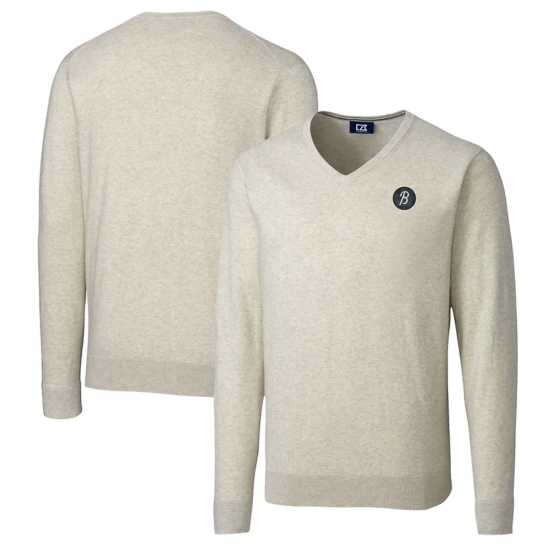 Men's Cutter & Buck  Oatmeal Baltimore Orioles City Connect Lakemont Tri-Blend V-Neck Pullover Sweater