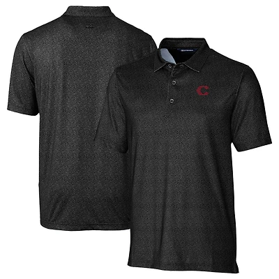 Men's Cutter & Buck Black Cincinnati Reds City Connect Pike Micro Floral Stretch Polo