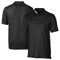 Men's Cutter & Buck Black Cincinnati Reds City Connect Pike Micro Floral Stretch Polo