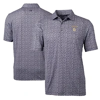 Men's Cutter & Buck Black Texas Rangers City Connect Pike Magnolia Stretch Polo