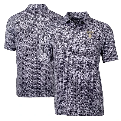 Men's Cutter & Buck Black Texas Rangers City Connect Pike Magnolia Stretch Polo