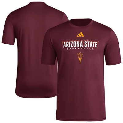 Men's adidas Maroon Arizona State Sun Devils Locker On-Court In The Fade Pregame AEROREADY T-Shirt