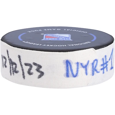 Blake Wheeler New York Rangers Game-Used Goal Puck vs. Toronto Maple Leafs on December 12, 2023