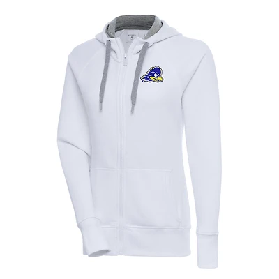 Women's Antigua White Delaware Fightin' Blue Hens Victory Full-Zip Hoodie