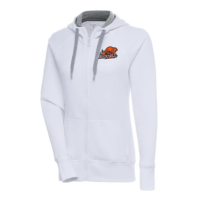 Women's Antigua White Bucknell Bison Victory Full-Zip Hoodie