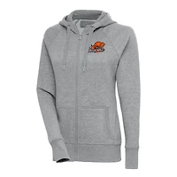 Women's Antigua Heather Gray Bucknell Bison Victory Full-Zip Hoodie