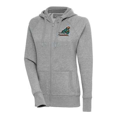 Women's Antigua Heather Gray Coastal Carolina Chanticleers Victory Full-Zip Hoodie