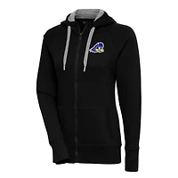 Women's Antigua Black Delaware Fightin' Blue Hens Victory Full-Zip Hoodie