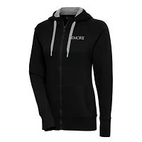 Women's Antigua Black Emory Eagles Victory Full-Zip Hoodie