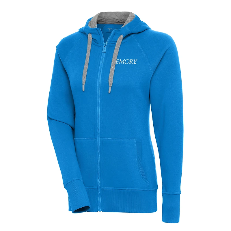 Women's Antigua Blue Emory Eagles Victory Full-Zip Hoodie