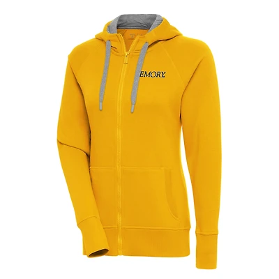 Women's Antigua Gold Emory Eagles Victory Full-Zip Hoodie