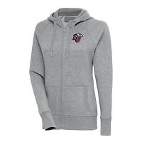 Women's Antigua Heather Gray Liberty Flames Victory Full-Zip Hoodie