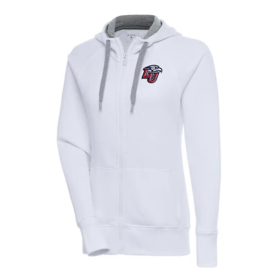 Women's Antigua White Liberty Flames Victory Full-Zip Hoodie
