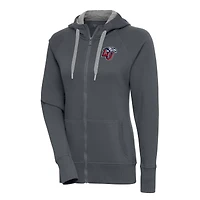 Women's Antigua Charcoal Liberty Flames Victory Full-Zip Hoodie