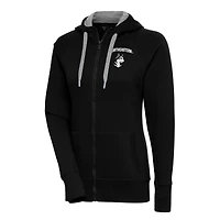 Women's Antigua Black Northeastern Huskies Victory Full-Zip Hoodie
