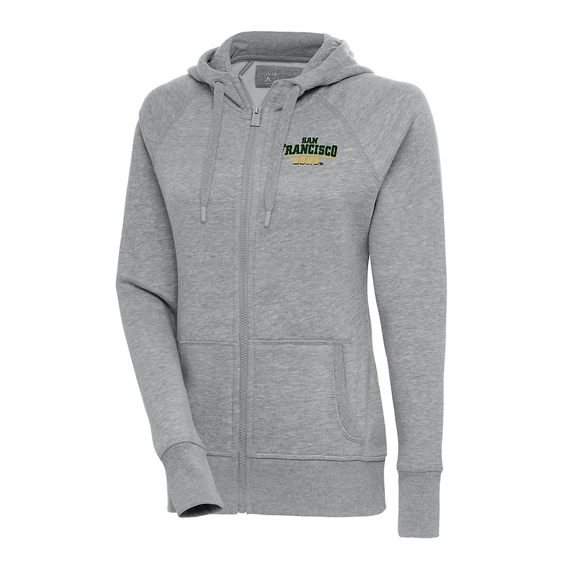 Women's Antigua Heather Gray San Francisco Dons Victory Full-Zip Hoodie