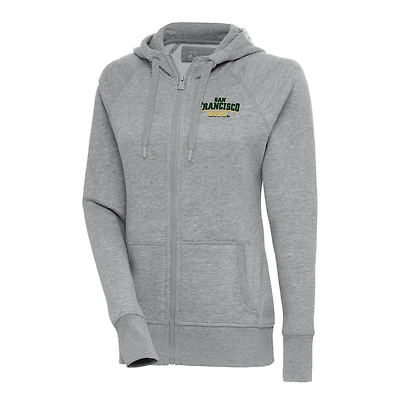 Women's Antigua Heather Gray San Francisco Dons Victory Full-Zip Hoodie