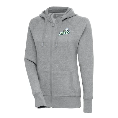 Women's Antigua Heather Gray Florida Gulf Coast Eagles Victory Full-Zip Hoodie