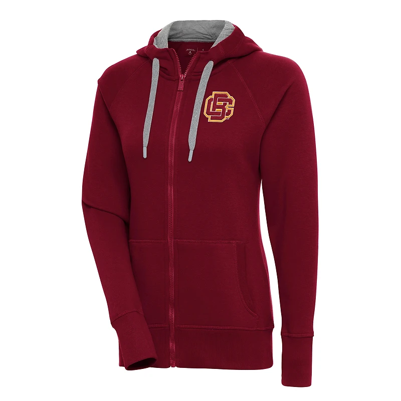 Women's Antigua Maroon Bethune-Cookman Wildcats Victory Full-Zip Hoodie