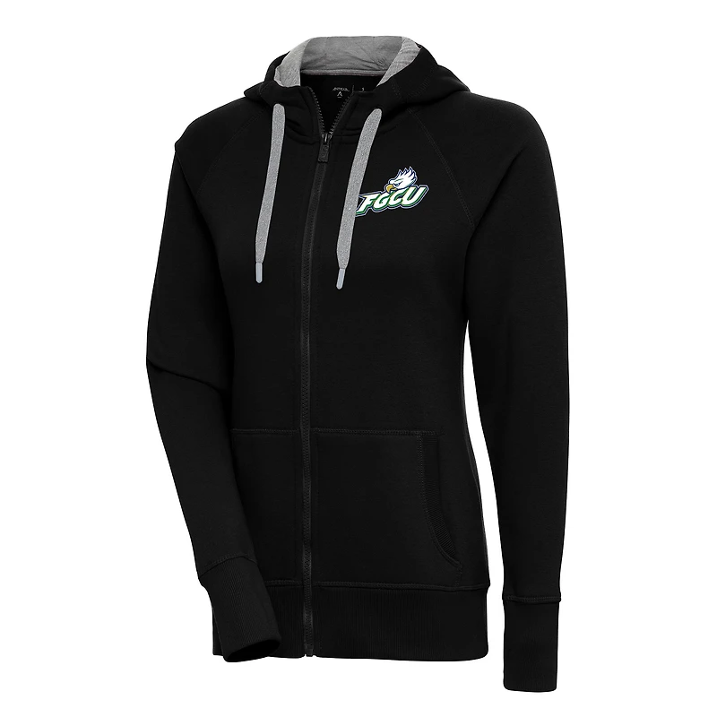 Women's Antigua Black Florida Gulf Coast Eagles Victory Full-Zip Hoodie