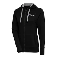 Women's Antigua Black Pennsylvania Quakers Victory Full-Zip Hoodie