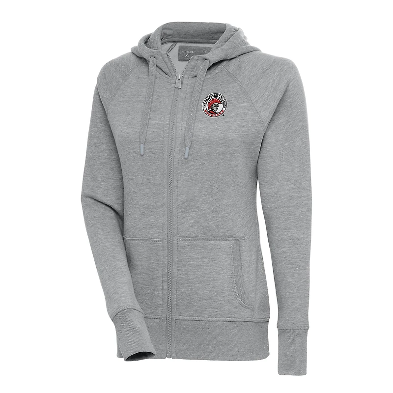 Women's Antigua Heather Gray Tampa Spartans Victory Full-Zip Hoodie