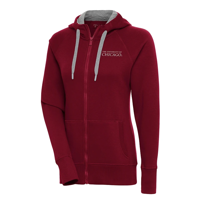 Women's Antigua Maroon UChicago Maroons Victory Full-Zip Hoodie