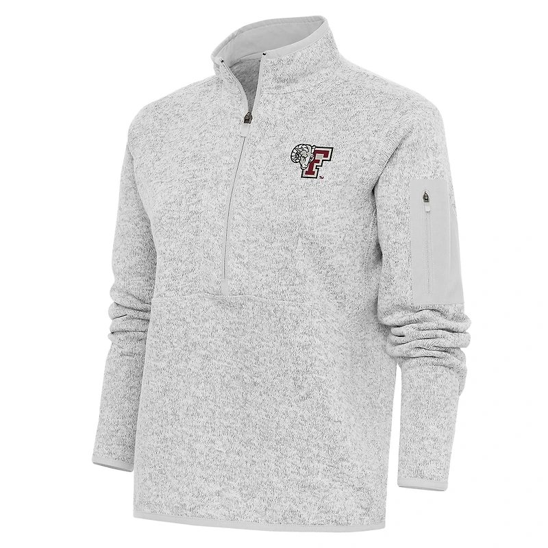 Women's Antigua Heather Gray Fordham Rams Fortune Half-Zip Pullover Top