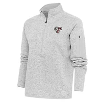 Women's Antigua Heather Gray Fordham Rams Fortune Half-Zip Pullover Top
