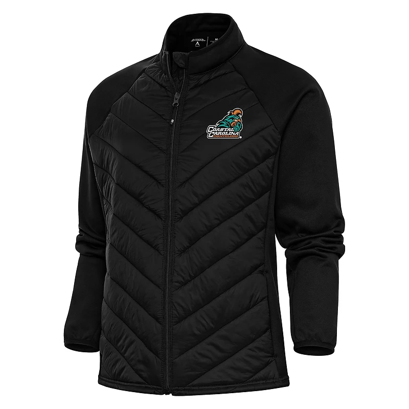 Women's Antigua Black Coastal Carolina Chanticleers Altitude Full-Zip Puffer Jacket