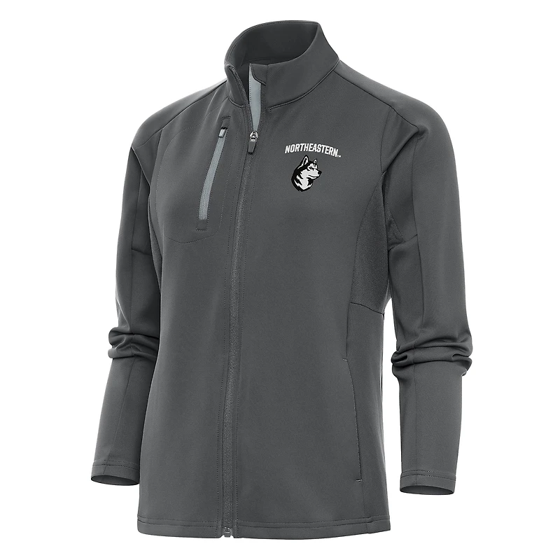 Women's Antigua Pewter Northeastern Huskies Generation Full-Zip Jacket