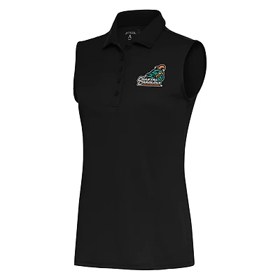 Women's Antigua Black Coastal Carolina Chanticleers Tribute Sleeveless Polo