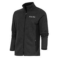 Women's Antigua Heather Black Emory Eagles Course Full-Zip Jacket