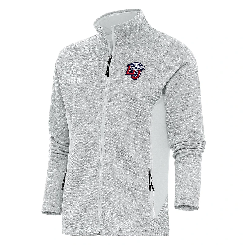 Women's Antigua Gray Liberty Flames Course Full-Zip Jacket