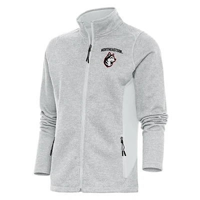 Women's Antigua Gray Northeastern Huskies Course Full-Zip Jacket