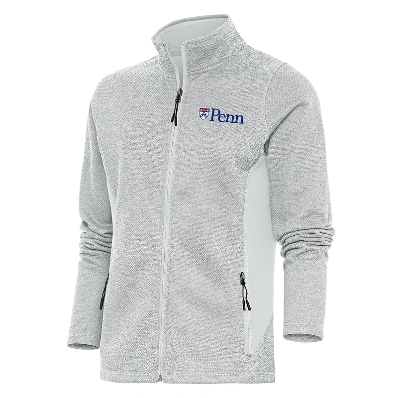 Women's Antigua Gray Pennsylvania Quakers Course Full-Zip Jacket