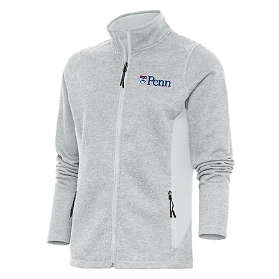 Women's Antigua Gray Pennsylvania Quakers Course Full-Zip Jacket