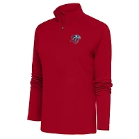 Women's Antigua Red Liberty Flames Tribute Half-Zip Pullover Top