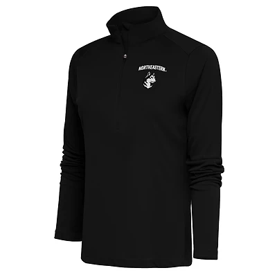 Women's Antigua Black Northeastern Huskies Tribute Half-Zip Pullover Top