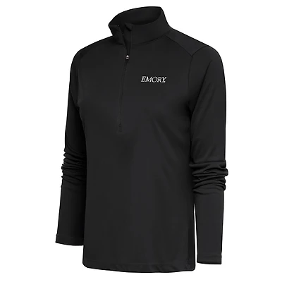 Women's Antigua Charcoal Emory Eagles Tribute Half-Zip Pullover Top