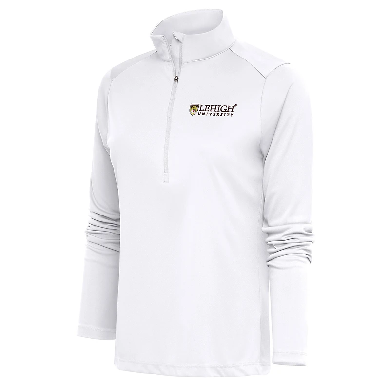 Women's Antigua White Lehigh Mountain Hawks Tribute Half-Zip Pullover Top
