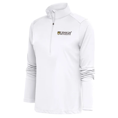 Women's Antigua White Lehigh Mountain Hawks Tribute Half-Zip Pullover Top