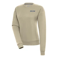 Women's Antigua Khaki Emory Eagles Victory Crewneck Pullover Sweatshirt