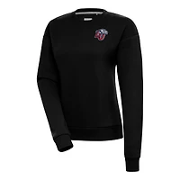 Women's Antigua Black Liberty Flames Victory Crewneck Pullover Sweatshirt