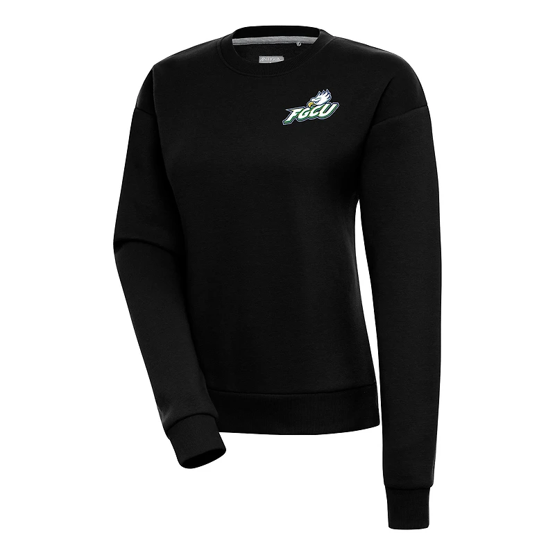 Women's Antigua Black Florida Gulf Coast Eagles Victory Crewneck Pullover Sweatshirt