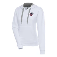 Women's Antigua White Liberty Flames Victory Pullover Hoodie