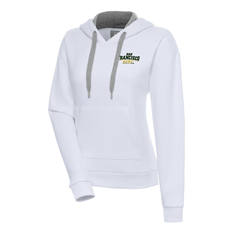 Women's Antigua White San Francisco Dons Victory Pullover Hoodie